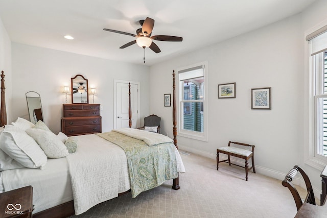 1616 N Delaware St, Indianapolis, IN 46202 - carpeted bedroom with baseboards, ceiling fan, and recessed lighting