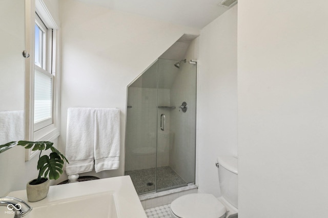 1616 N Delaware St, Indianapolis, IN 46202 - bathroom featuring toilet, a stall shower, and a sink