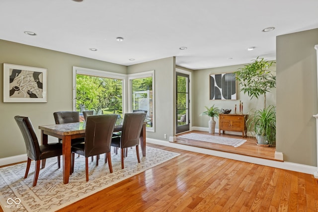 8330 Claridge Rd, Indianapolis, IN 46260 - dining room with baseboards, healthy amount of natural light, light wood-style floors, and recessed lighting