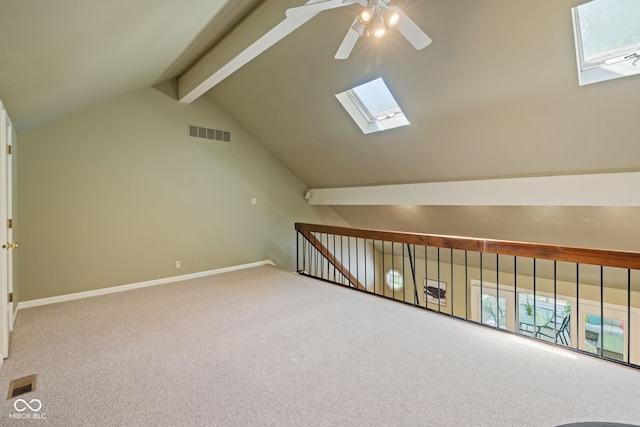 8330 Claridge Rd, Indianapolis, IN 46260 - bonus room with a skylight, ceiling fan, carpet floors, and baseboards
