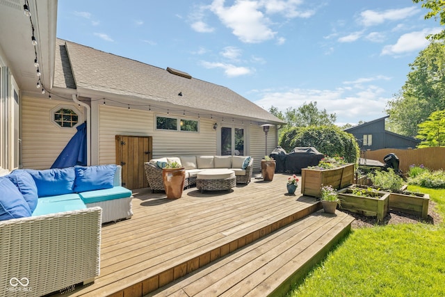 8330 Claridge Rd, Indianapolis, IN 46260 - deck featuring an outdoor hangout area and a garden