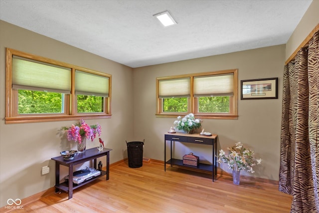 misc room featuring light wood-style floors and baseboards