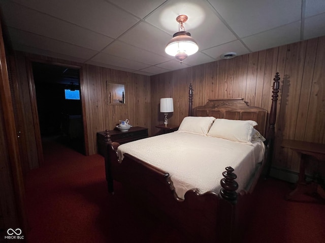 3654 W Mecca Rd, Rockville, IN 47872 - carpeted bedroom featuring a paneled ceiling and wooden walls
