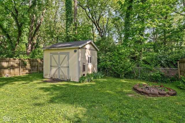 1802 E 66th St, Indianapolis, IN 46220 - view of shed with a fire pit