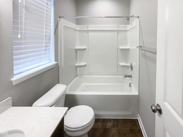 18230 Sandy Cove Ln, Westfield, IN 46074 - full bathroom with vanity, toilet, bathing tub / shower combination, and baseboards