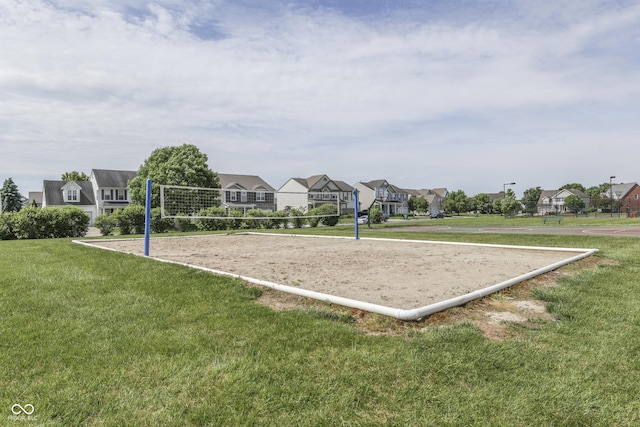 6542 E Edna Mills Dr, Camby, IN 46113 - view of community with volleyball court, a residential view, and a yard
