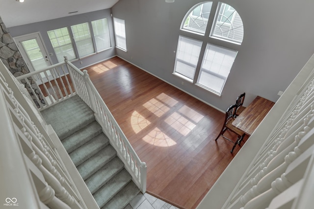 6542 E Edna Mills Dr, Camby, IN 46113 - stairs with wood finished floors and baseboards