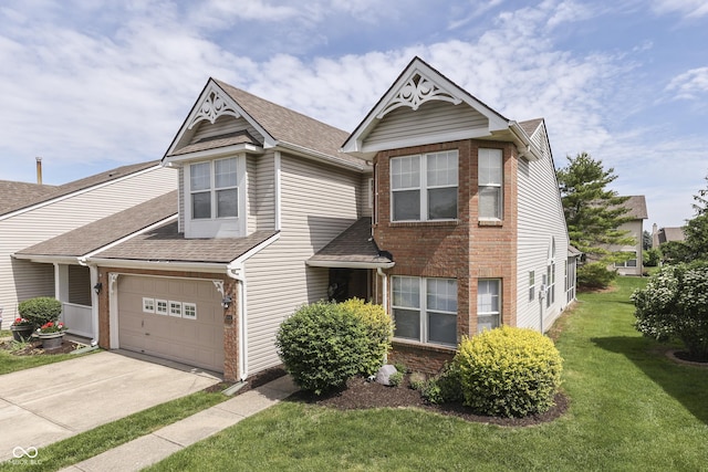 6542 E Edna Mills Dr, Camby, IN 46113 - view of front facade featuring a front lawn, a shingled roof, concrete driveway, and brick siding