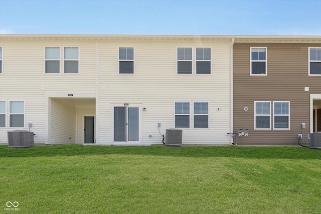 9604 Beckett St, Avon, IN 46123 - rear view of property featuring central AC and a lawn