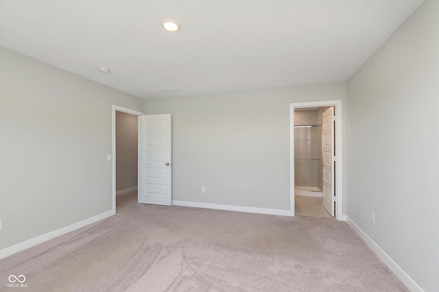 9604 Beckett St, Avon, IN 46123 - unfurnished bedroom with light colored carpet, baseboards, ensuite bath, and recessed lighting