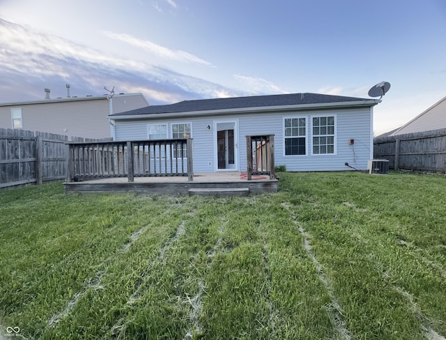 9145 Blue Pine Dr, Indianapolis, IN 46231 - rear view of house with central air condition unit and a deck