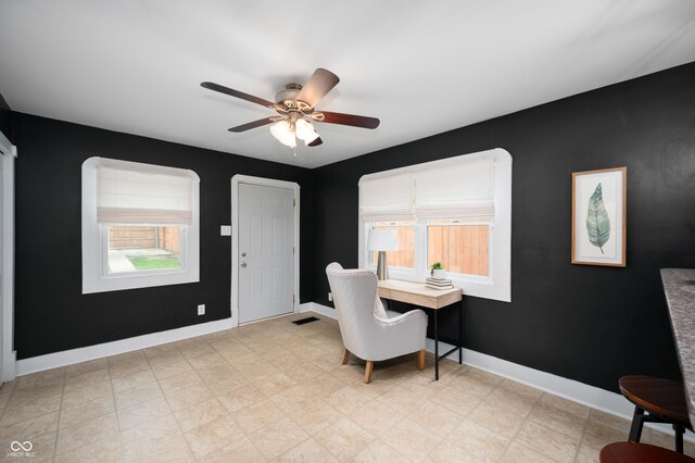117 S Spencer Ave, Indianapolis, IN 46219 - home office with ceiling fan and baseboards