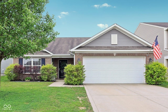 2911 W Hawanian Ln, Monrovia, IN 46157 - view of front of home with brick siding, a garage, concrete driveway, and a shingled roof