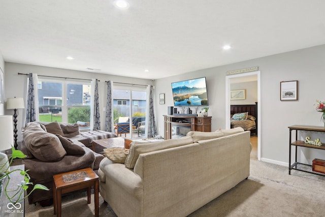 2911 W Hawanian Ln, Monrovia, IN 46157 - living room with light colored carpet, recessed lighting, and baseboards