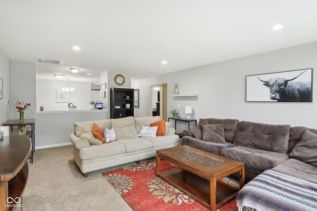 2911 W Hawanian Ln, Monrovia, IN 46157 - living room featuring carpet, recessed lighting, and baseboards