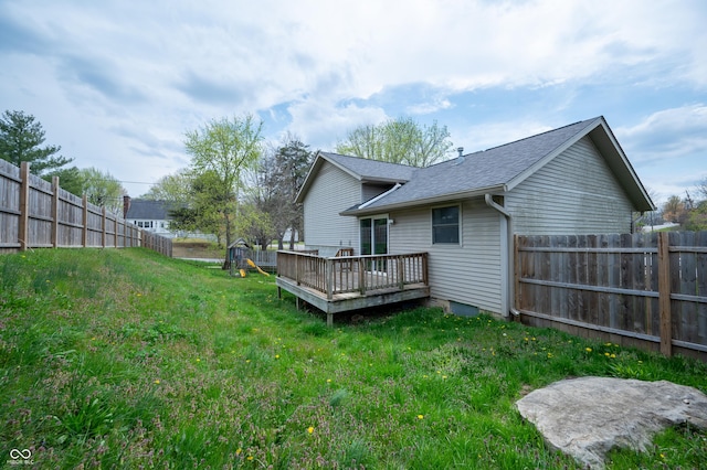 917 Timothy Ct, Bloomington, IN 47403 - rear view of house featuring a wooden deck and roof with shingles