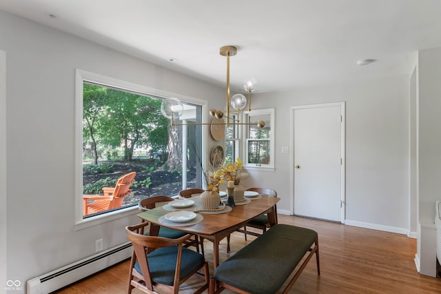 2120 Wynnedale Rd, Indianapolis, IN 46228 - dining area with a baseboard heating unit and wood finished floors
