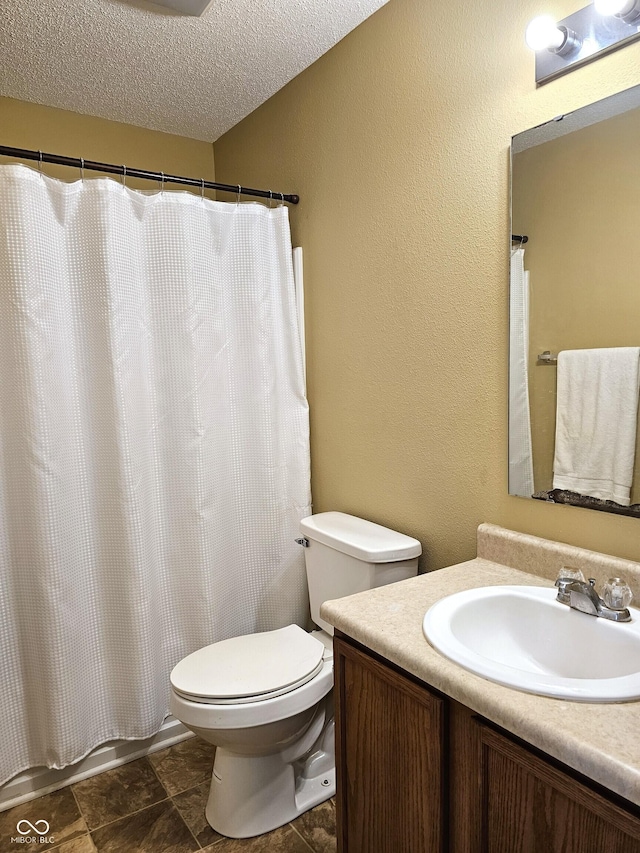 10836 Zimmerman Ln, Indianapolis, IN 46231 - full bath with toilet, vanity, a textured ceiling, and a shower with shower curtain