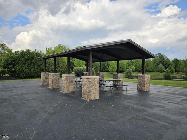 10836 Zimmerman Ln, Indianapolis, IN 46231 - view of patio / terrace featuring fence and a gazebo