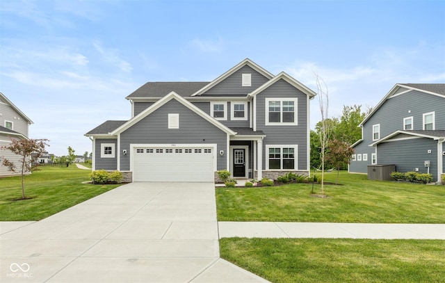 3980 Railhead Ave, Westfield, IN 46074 - craftsman house with a front yard, driveway, stone siding, and an attached garage