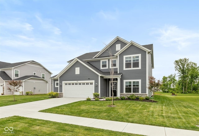 3980 Railhead Ave, Westfield, IN 46074 - view of front of home with stone siding, concrete driveway, and a front lawn