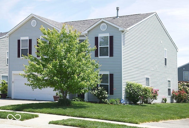 7737 Wolfgang Pl, Indianapolis, IN 46239 - view of front of property with a front lawn, a garage, driveway, and a shingled roof