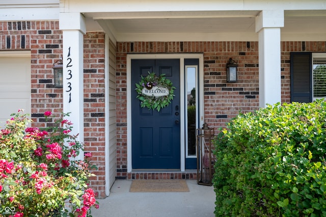 12331 Chiseled Stone Dr, Fishers, IN 46037 - view of exterior entry with brick siding and a porch