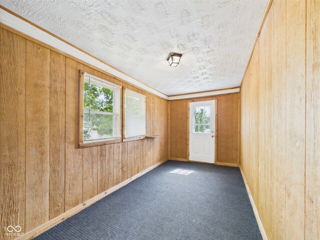 903 W 22nd St, Anderson, IN 46016 - carpeted spare room featuring wood walls, baseboards, and a textured ceiling