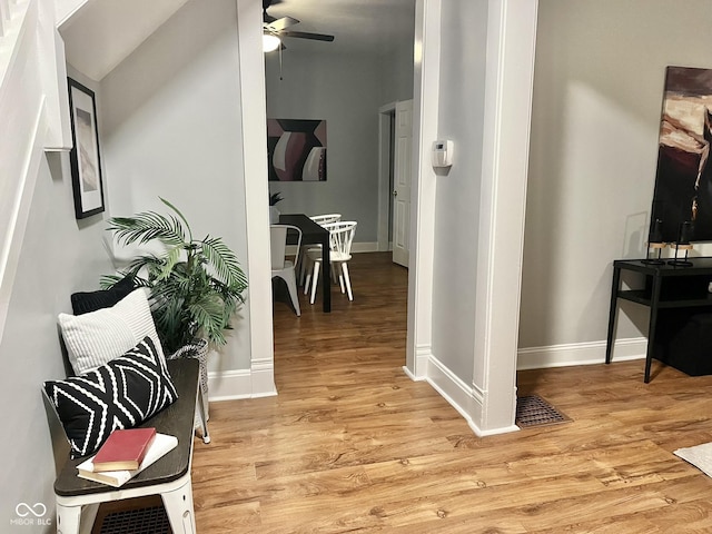 1661 S Talbott St, Indianapolis, IN 46225 - hallway with light wood-style flooring and baseboards