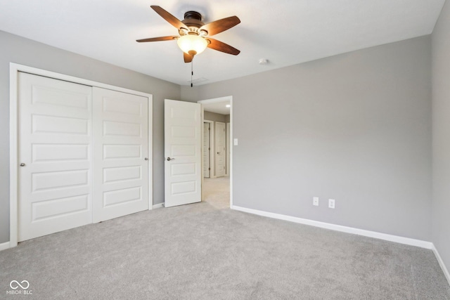 3744 Abney Point Dr, Carmel, IN 46077 - unfurnished bedroom with carpet floors, baseboards, a closet, and ceiling fan