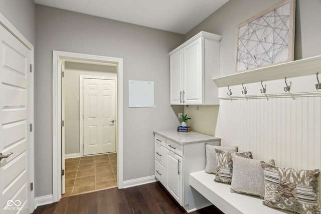 3744 Abney Point Dr, Carmel, IN 46077 - mudroom with baseboards and dark wood-type flooring