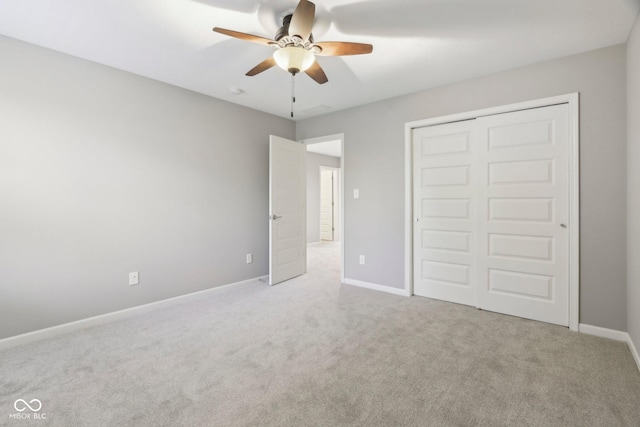 3744 Abney Point Dr, Carmel, IN 46077 - unfurnished bedroom with carpet floors, baseboards, a closet, and ceiling fan