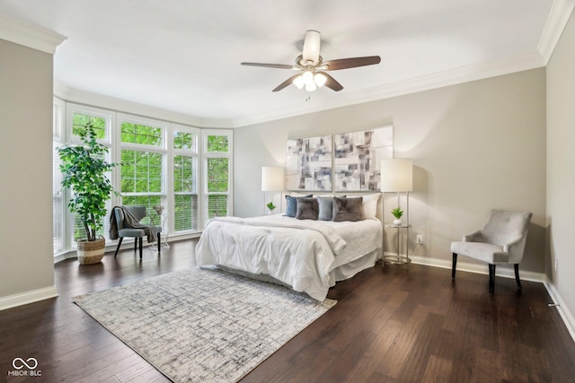 3744 Abney Point Dr, Carmel, IN 46077 - bedroom with crown molding, dark wood-type flooring, and baseboards