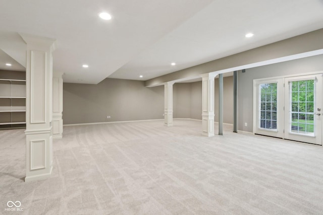 3744 Abney Point Dr, Carmel, IN 46077 - below grade area with light carpet, recessed lighting, and baseboards