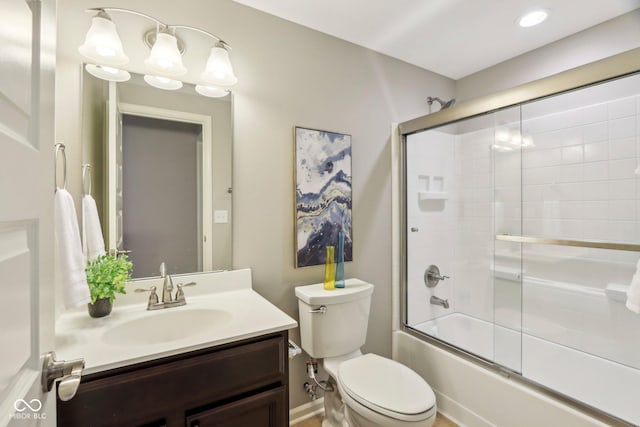 3744 Abney Point Dr, Carmel, IN 46077 - bathroom with vanity, toilet, and shower / bath combination with glass door