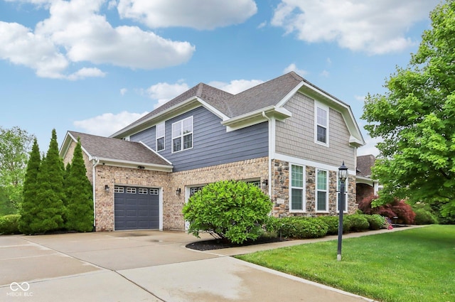 3744 Abney Point Dr, Carmel, IN 46077 - view of property exterior with driveway, a lawn, and roof with shingles