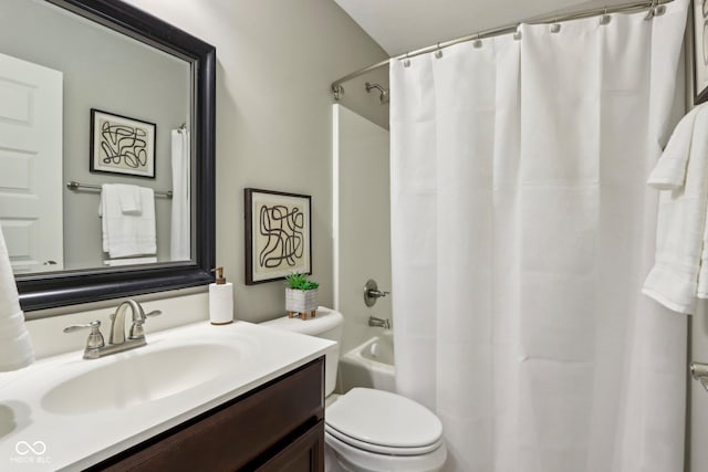 3744 Abney Point Dr, Carmel, IN 46077 - bathroom featuring vanity, toilet, and shower / tub combo with curtain