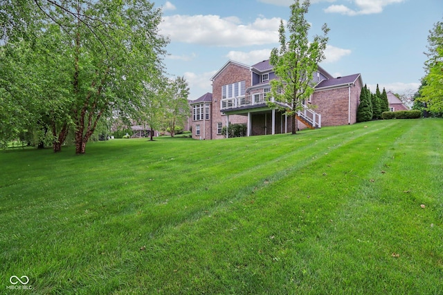 3744 Abney Point Dr, Carmel, IN 46077 - view of green lawn featuring stairs and a deck