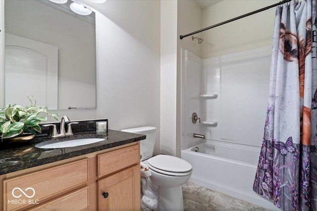16573 Cava Dr, Fishers, IN 46037 - full bathroom featuring shower / tub combo with curtain, vanity, toilet, and tile patterned flooring