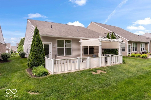 16573 Cava Dr, Fishers, IN 46037 - back of property with a pergola, a patio, a yard, and a shingled roof