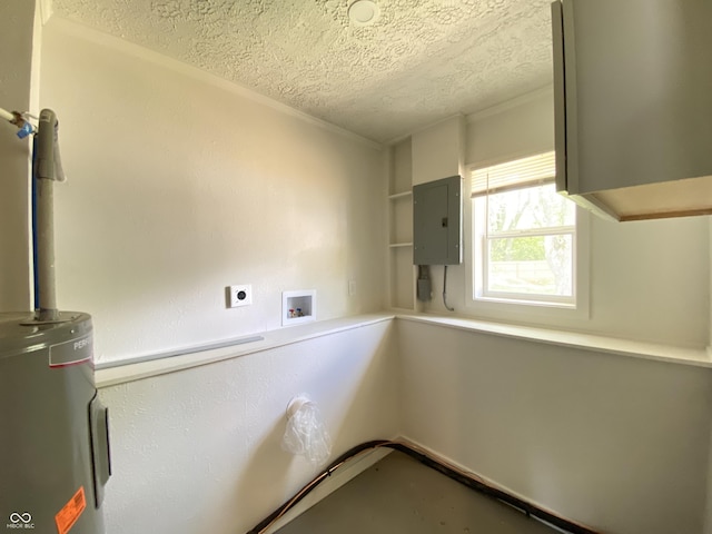 6150 E 25th St, Indianapolis, IN 46219 - spare room featuring a textured ceiling, electric panel, and water heater