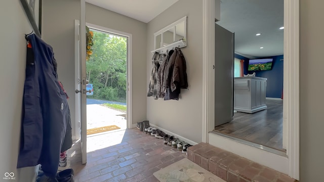 80 E College Ave, Martinsville, IN 46151 - mudroom with brick flooring and baseboards