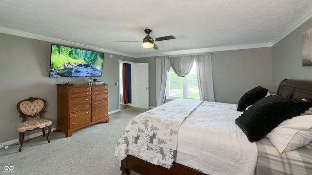 80 E College Ave, Martinsville, IN 46151 - bedroom featuring light carpet, ceiling fan, ornamental molding, and baseboards