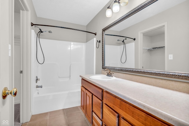 1139 Fernwood Way, Plainfield, IN 46168 - bathroom with shower / bathtub combination, vanity, and tile patterned floors