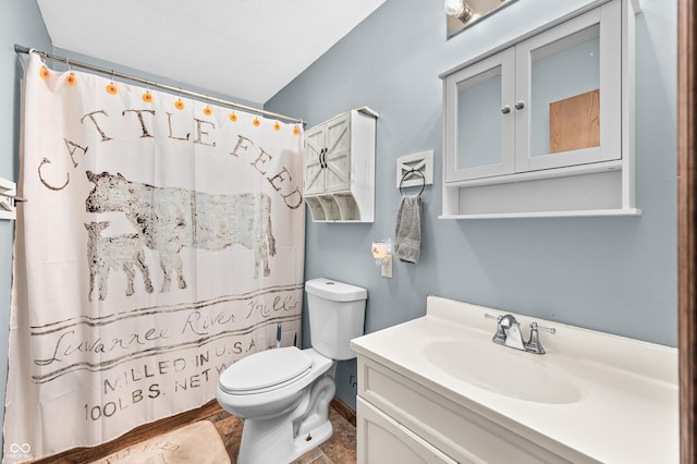 201 Hayden Pike, North Vernon, IN 47265 - full bath with toilet, vanity, and a shower with shower curtain