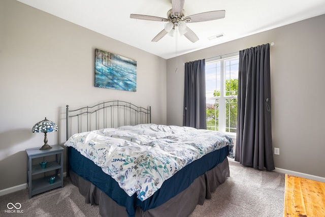 4659 W Otway Ln, New Palestine, IN 46163 - carpeted bedroom featuring baseboards and a ceiling fan