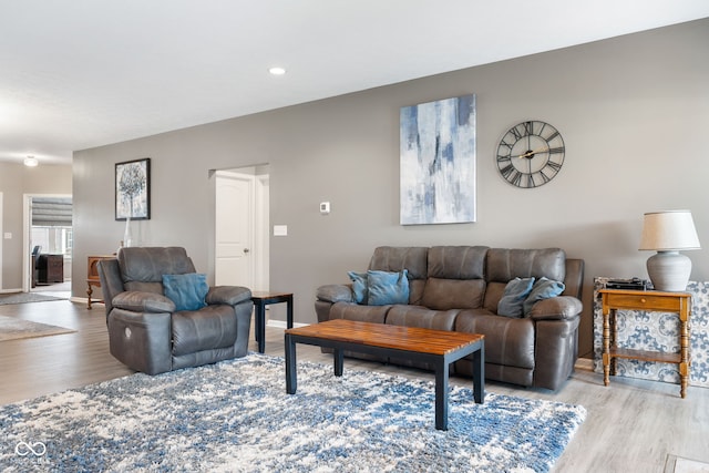 4659 W Otway Ln, New Palestine, IN 46163 - living area with wood finished floors, baseboards, and recessed lighting