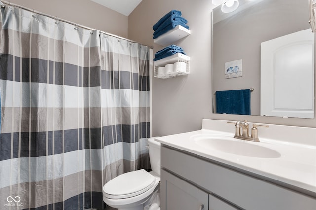 4659 W Otway Ln, New Palestine, IN 46163 - bathroom with toilet, vanity, and curtained shower