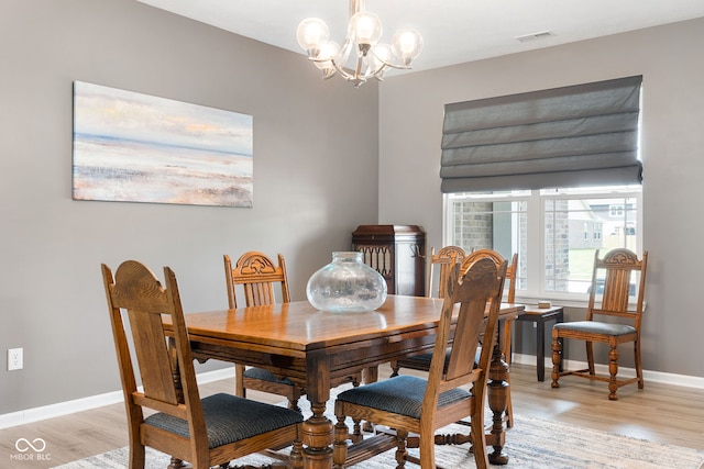 4659 W Otway Ln, New Palestine, IN 46163 - dining space featuring a chandelier, light wood finished floors, and baseboards