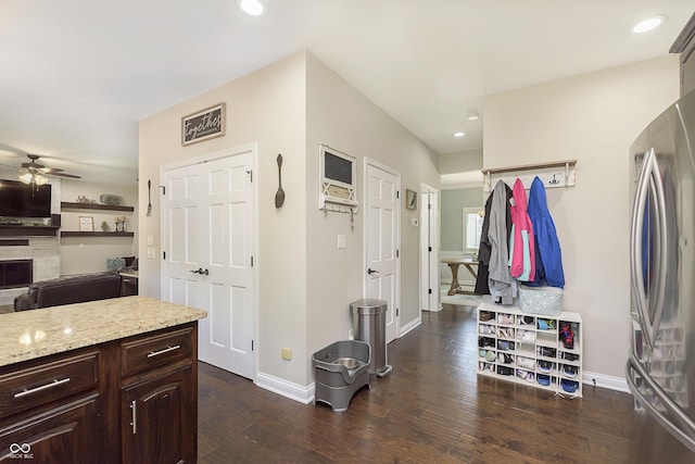 7430 Franklin Parke Woods, Indianapolis, IN 46259 - corridor with dark wood finished floors, baseboards, and recessed lighting